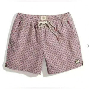 5" Swim Trunk in Faded Rose Geo Print